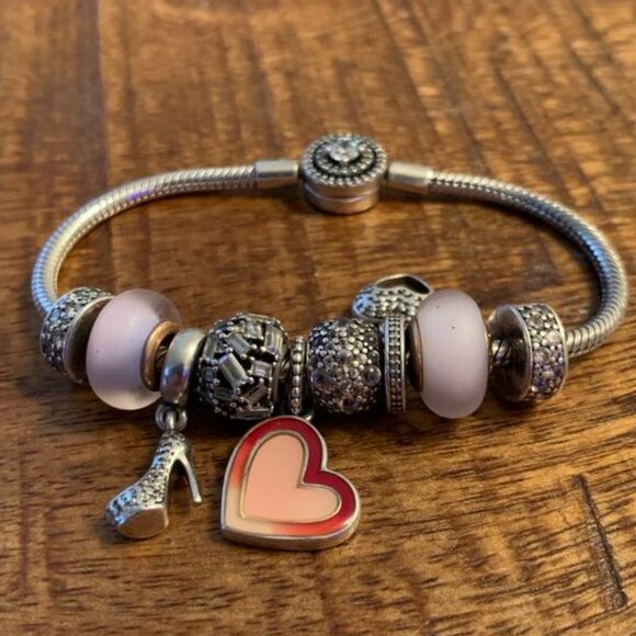 Pandora Moments Halo Snake Chain Bracelet with 9 charms - Picture 5 of 5